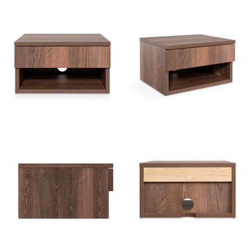 Ettore 15.71" Mid-Century Modern Floating Wall Mounted Nightstand with Soft-Close Drawer and Cable Hole